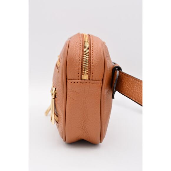 Rebecca Minkoff Belt Bag Desert Tan Pebbled Leather Three Zipper Gold Tone - Picture 3 of 12